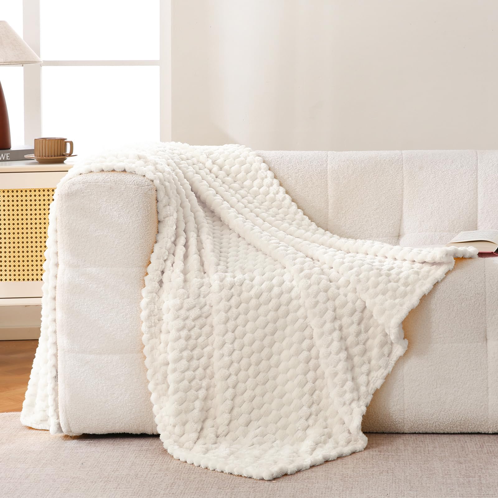 Amazon.com: Bnuitland Ivory Flannel Throw Twin Size Blanket (60X80